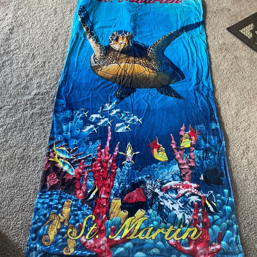Colorful Sea Life Print Beach Towel Backpack
